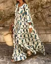 Casual Printed Long Sleeve Loose Dress