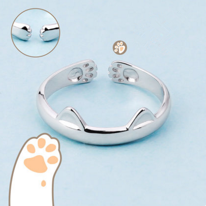 Silver Kawaii Kitty Ring SP164979