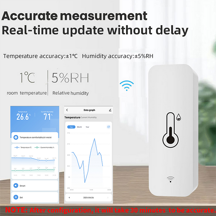 Wireless Remote WiFi Temperature & Humidity Sensor Real-Time Data