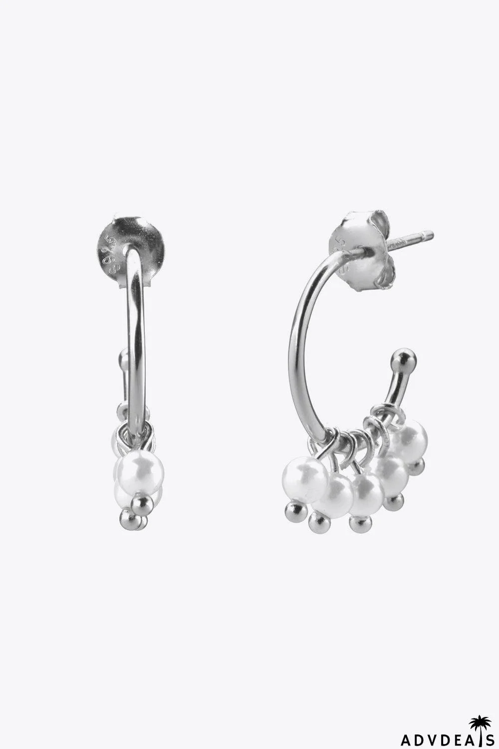 Pearl 925 Sterling Silver C-Hoop Earrings