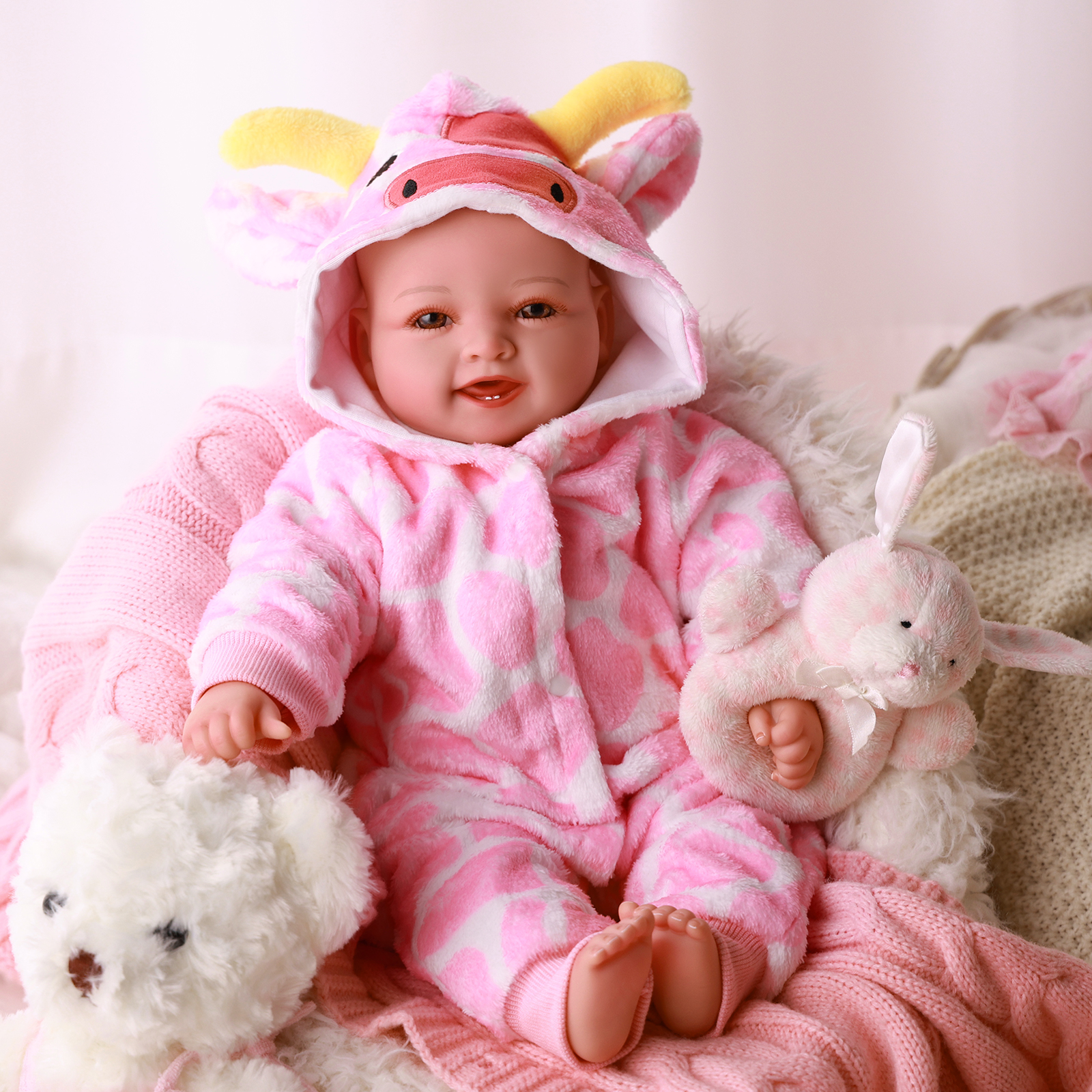 Babeside Smiling Reborn Baby Mia 17' Newborn Girl Healing of the Heart Pink