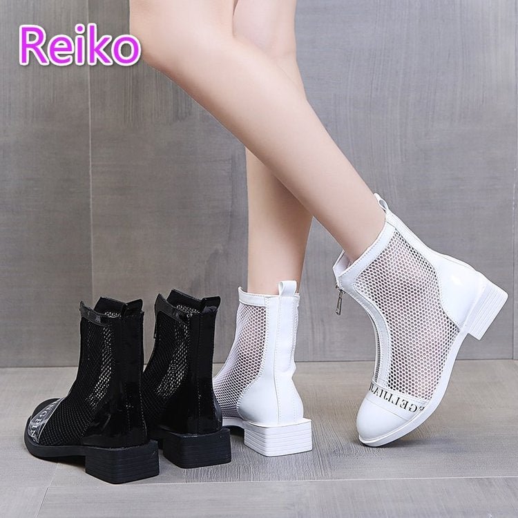 bottes sandals short tube hollow mesh thick-soled breathable Martin boots summer thin women's short boots women's fashion boots