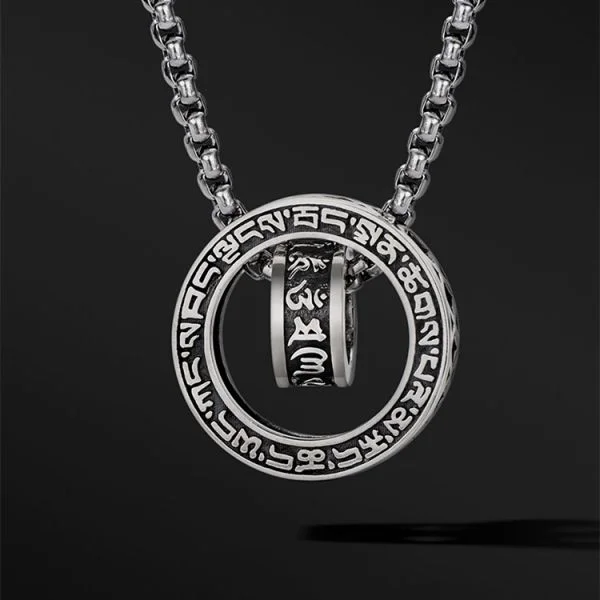 Sterling Silver Six Character Truth Twin Ring Pendant Necklace