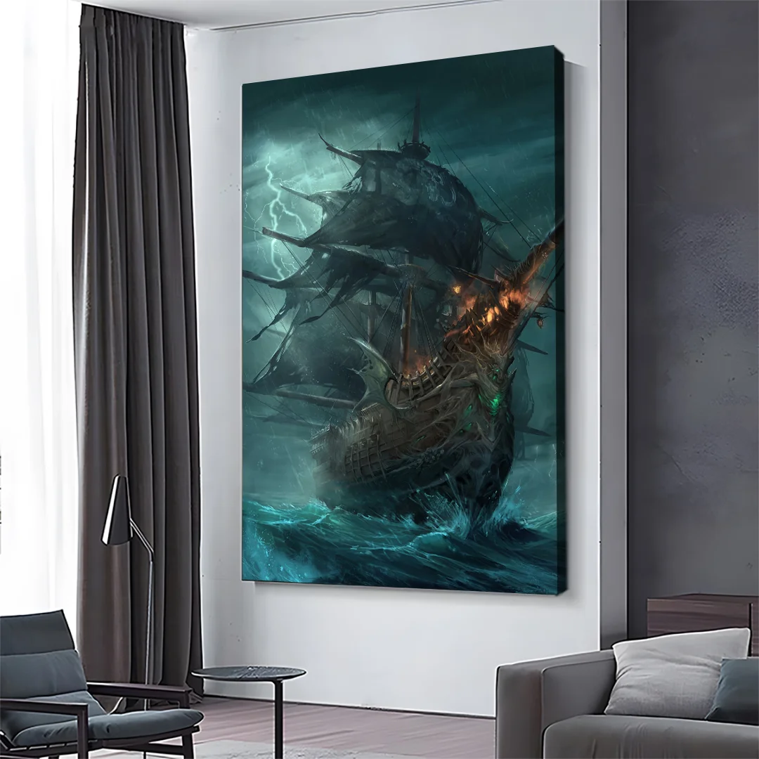 Pirate Sailing Battleship Canvas Wall Art