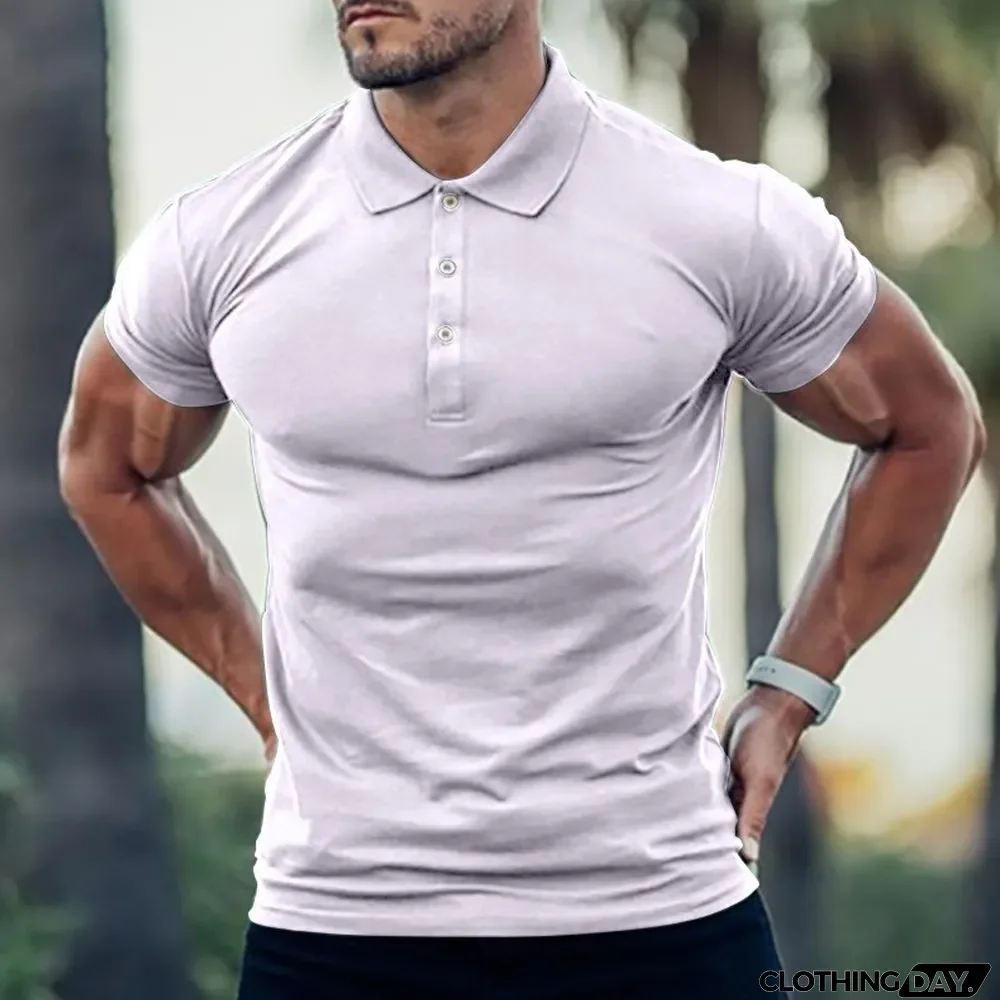 Men's Solid Color T-Shirt Multicolor Cotton Short Sleeve Men's Polo Shirt Casual Fashion Top