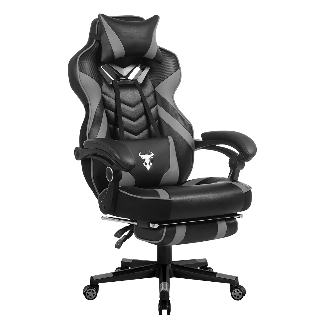 Racing Style Reclining High Back Computer Chair with Footstool