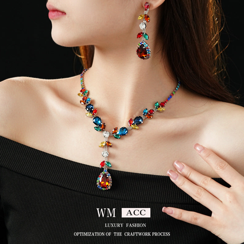 Women Luxurious Droplet Bell Heart Copper Electroplating Jewelry Sets