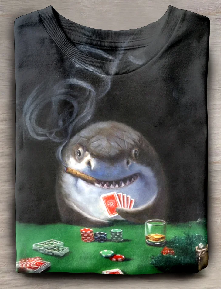Eagerlys  Gambling Shark T-shirt Eagerlys