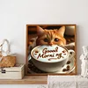 Katze und Kaffee Baden - Rundbohrer Diamantmalerei - 40*40cm