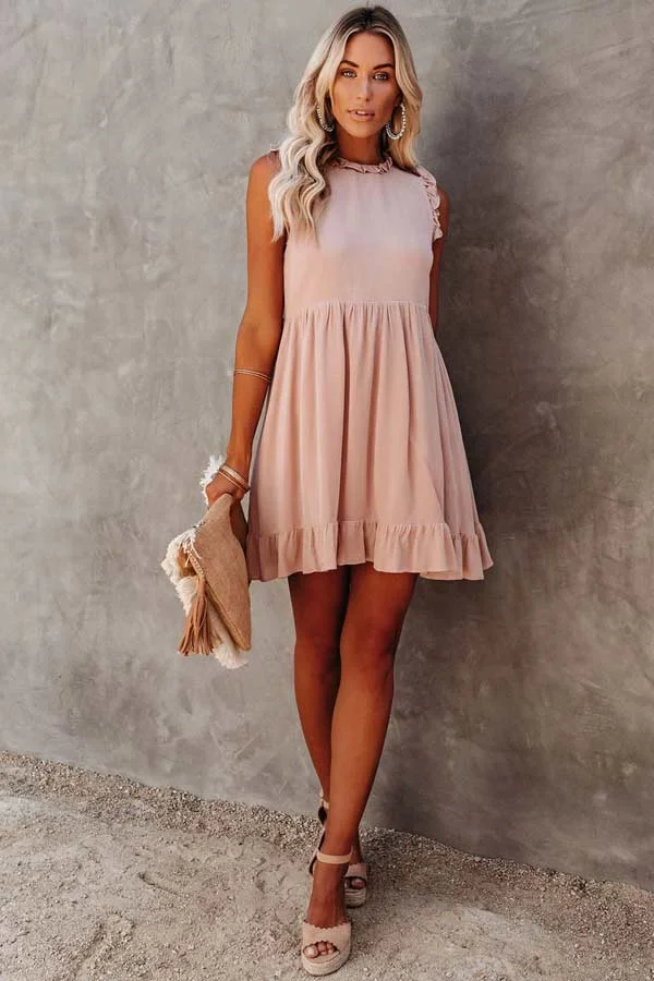 Lovely Sleeveless Ruffled Mini Dress