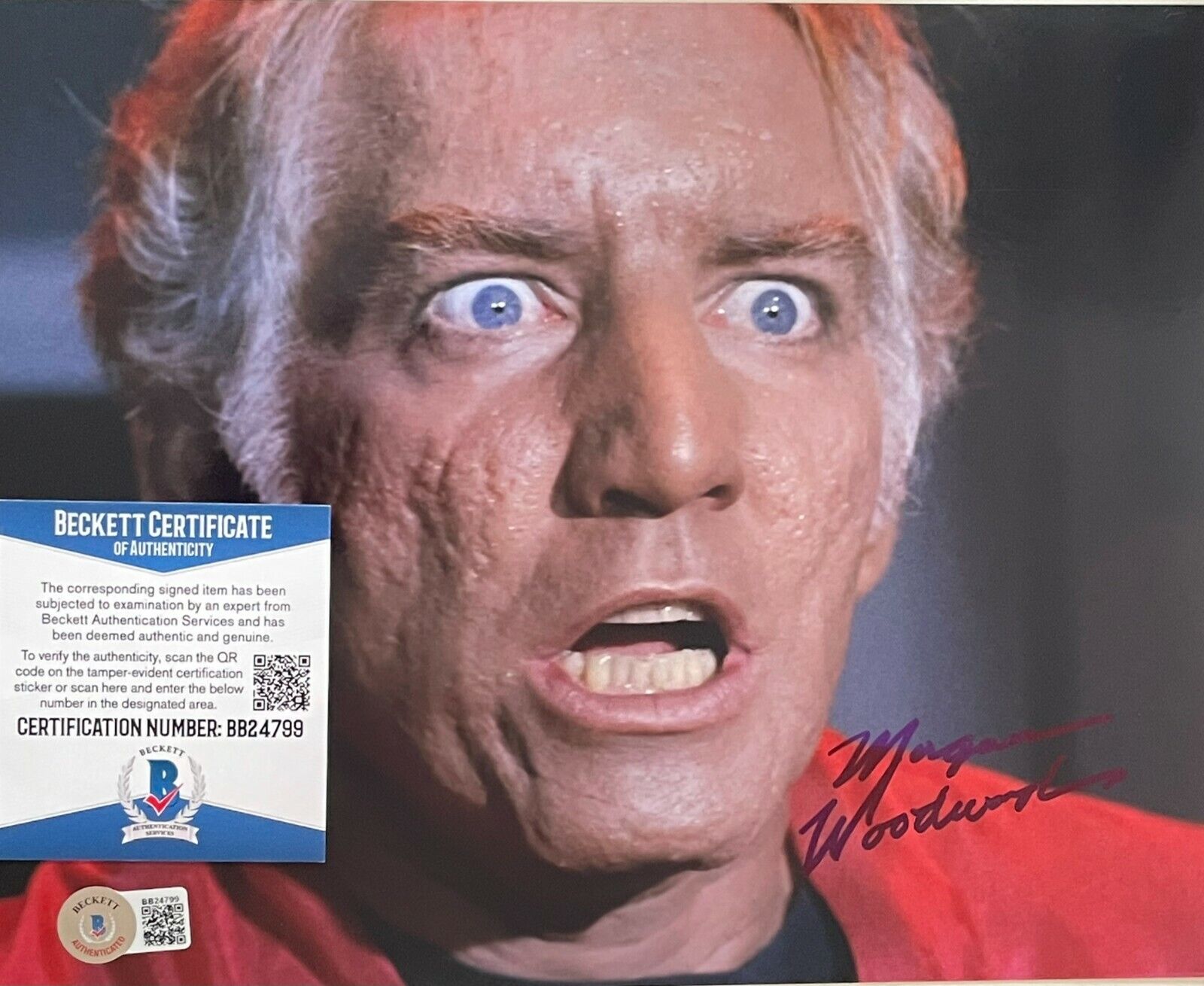 Morgan Woodward Star Trek 7 Original Autographed 8x10 Photo Poster painting COA w/Beckett