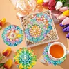 Ein Set (8 Stück) hölzernes Mandala - 5d DIY Craft Untersetzer