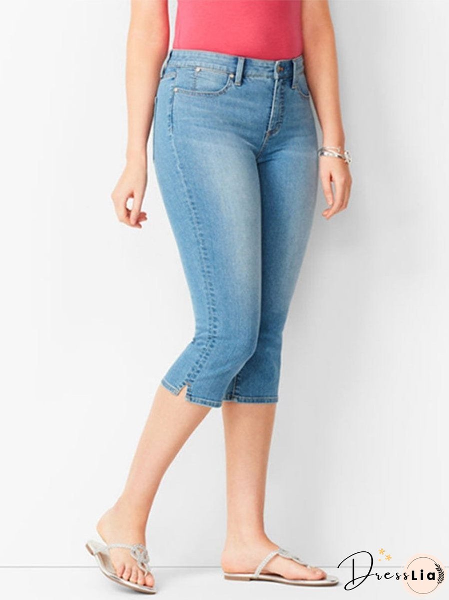 Plus Size Super Stretch Button High Waist Pants