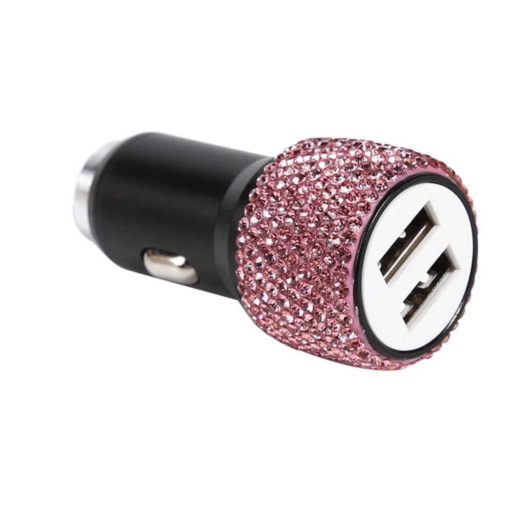 

Dual USB Port Fast Charging Car Charger Safety Hammer Diamond Style, Pink, 501 Original