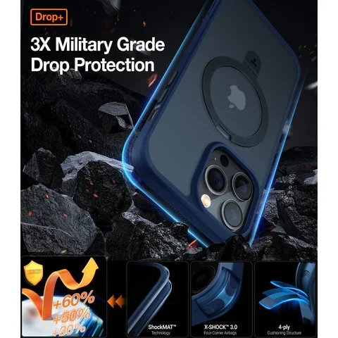 New Design Shockproof iPhone 15 Case Compatible with MagSafe (with Stand)