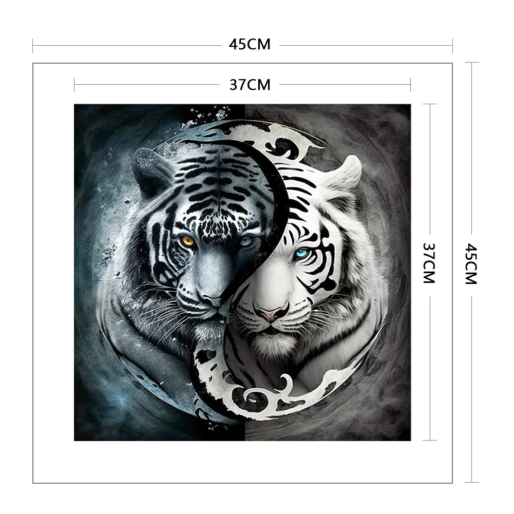 11CT Full Stamped Cross Stitch - Yin Yang Tiger(Canvas|45*45CM)