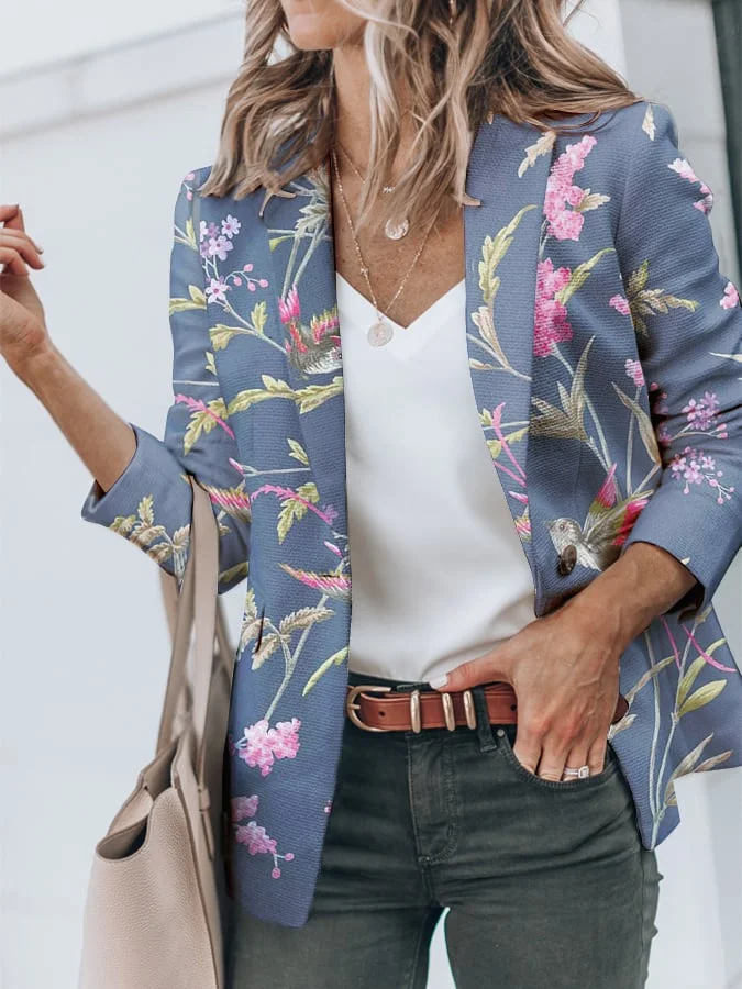 Women's Fashion Printed Slim Blazer
