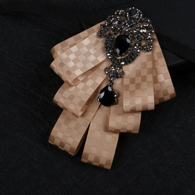 Luxury Black Rhinestone Handmade Bow Tie Men's Wedding Groomsman High-end British Boy Business Suit Shirt Bowtie Set