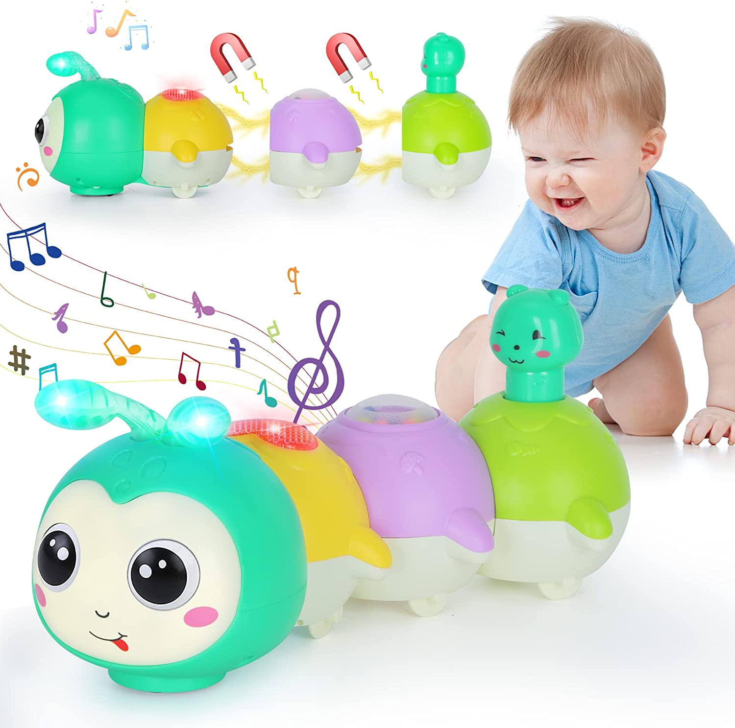Electric Music and Light Crawling Caterpillar Toy