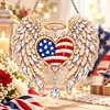 DIY Diamond Painting Acrylic Hanging Ornament, Pearl & Special Shaped Drill Art, Double-Sided Printed Patriotic Home Decor(Angel Wings Memorial)