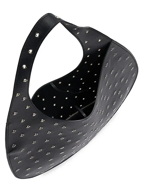 Ala&iuml;a Medium Eyelet Leather Shopper Tote Bag