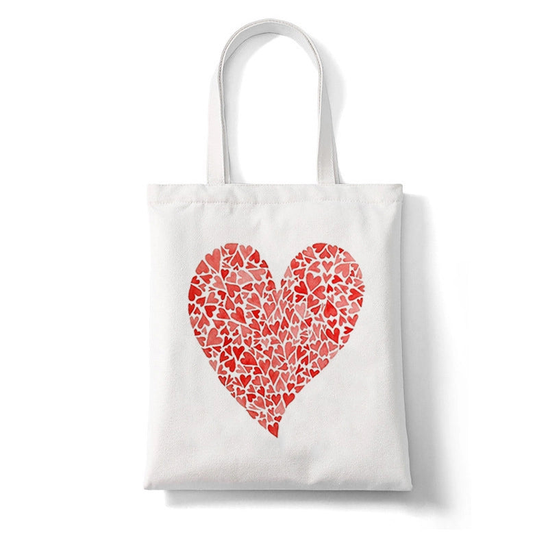 Unisex Canvas Heart Shape Basic Classic Style Square Open Canvas Bag