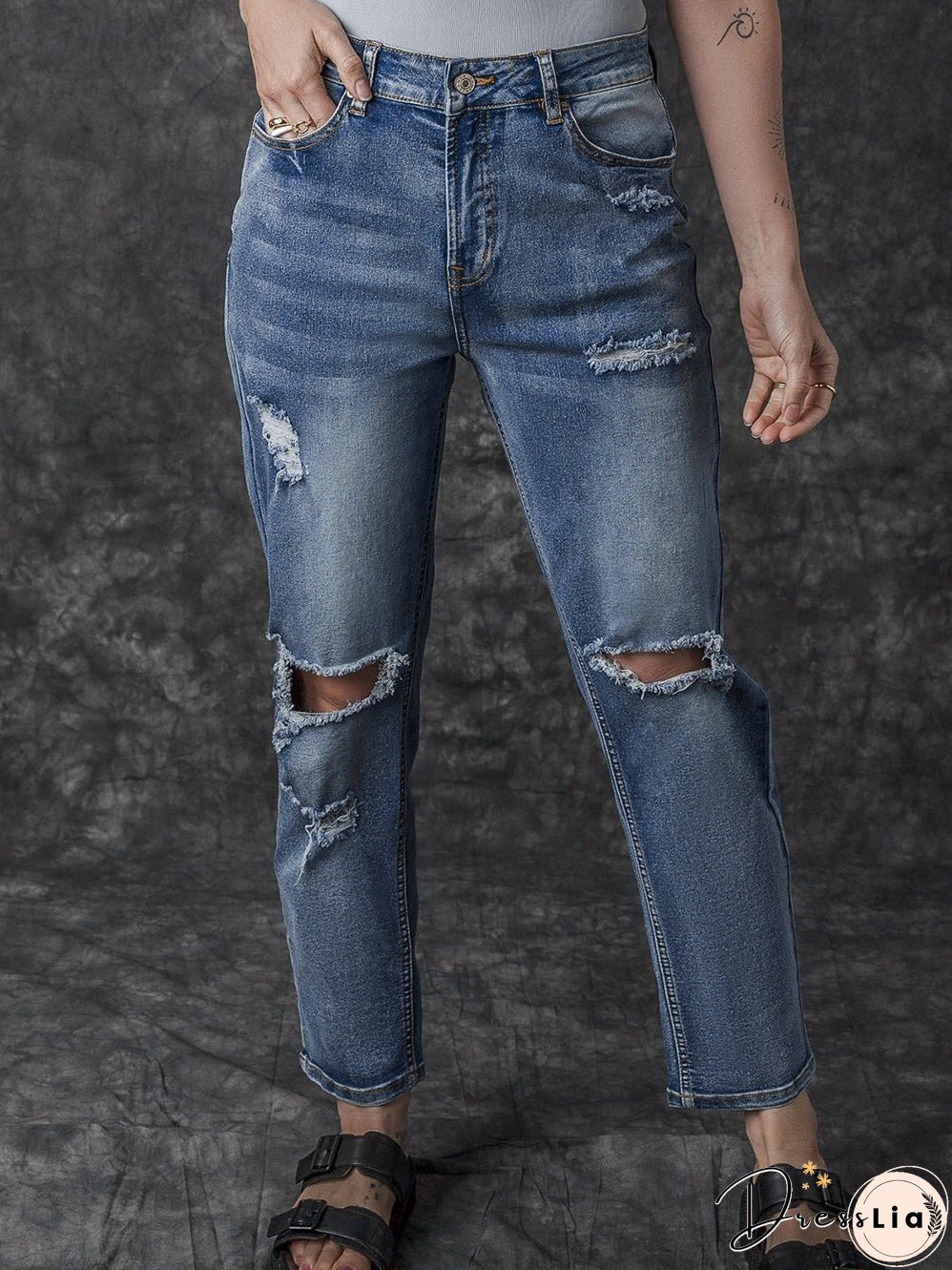 Distressed Denim Trousers