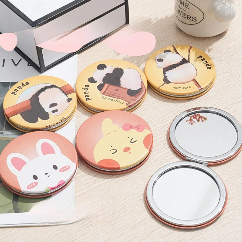 Cartoon Double-sided Portable Makeup Mirror Round Mini Mirror Bag Makeup Mirror Student Women Folding Small Mirror