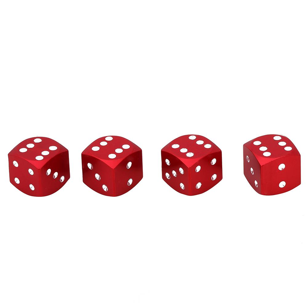 

4pcs Dice Style Car Tire Wheel Tyre Caps Valve Stem Dust Covers, Red, 501 Original
