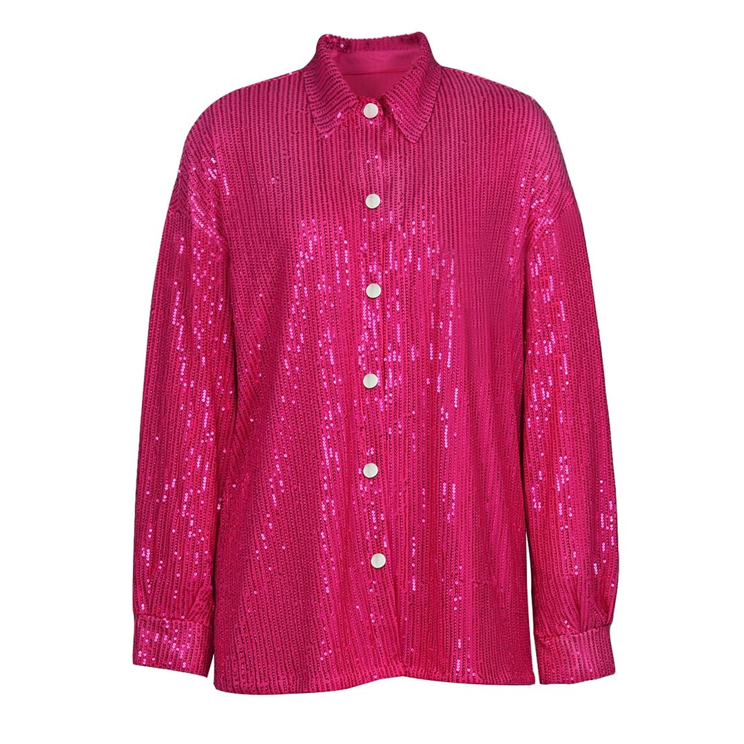 Glitter Sequins Party Women's Shirt Dress Turn-down Collar Long Sleeve Spring Female Y2k Shirts Dresses 2022 Streetwear Clothes