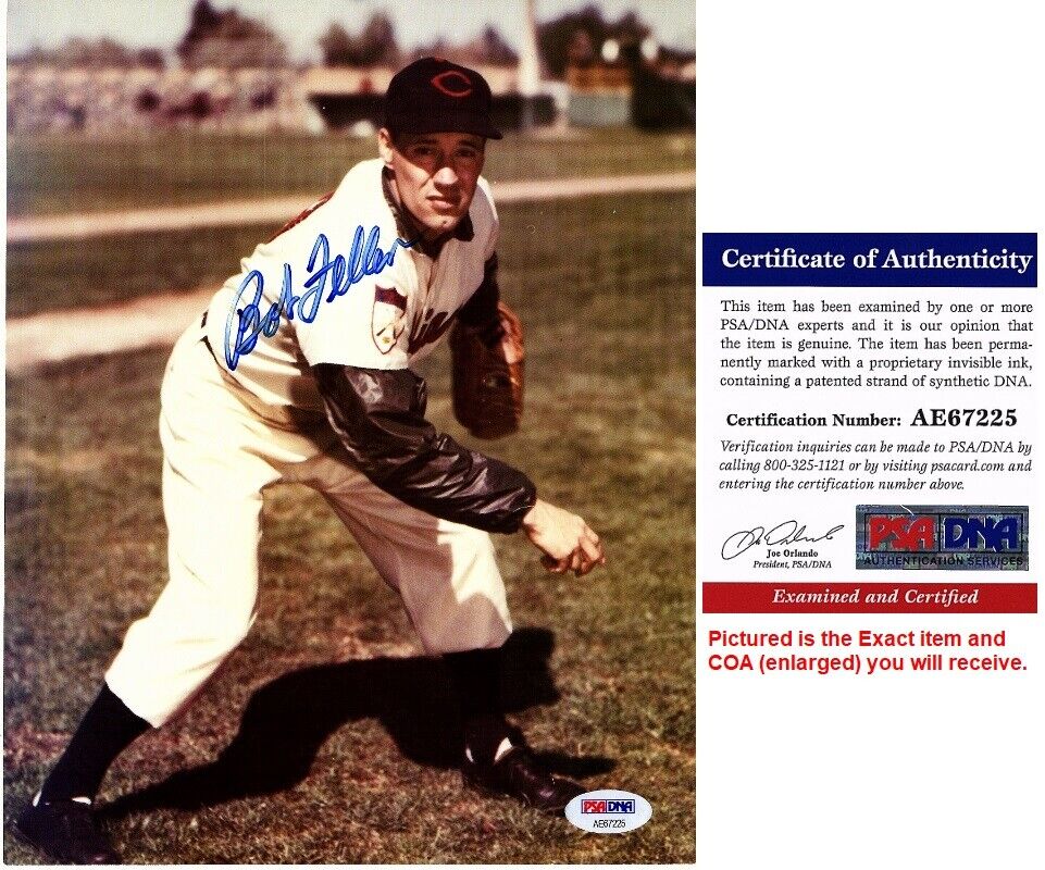 Bob Feller Signed Cleveland Indians 8x10 inch Photo Poster painting Deceased 2010 PSA/DNA COA