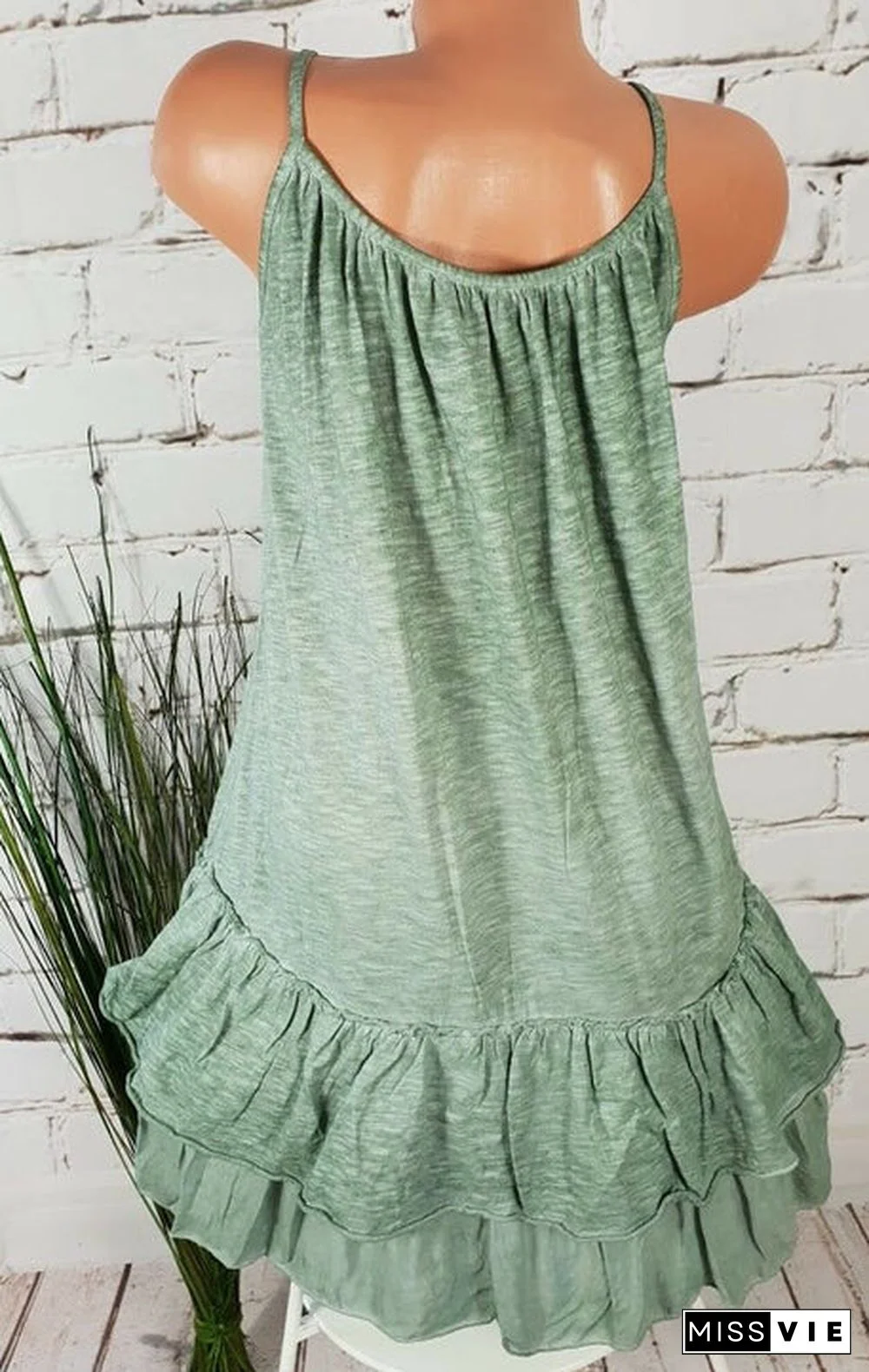 Women's Solid Color Sleeveless Scoop Neck Mid-dress