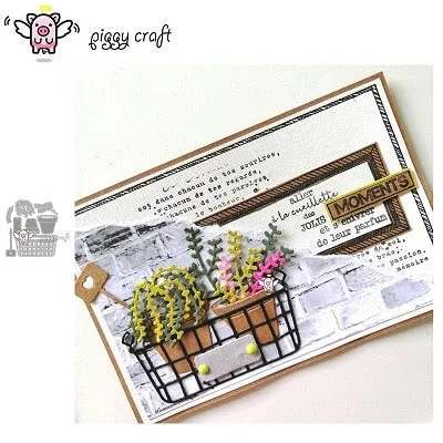 Piggy Craft metal cutting dies cut die mold Flower leaf pot basket Scrapbook paper craft knife mould blade punch stencils dies
