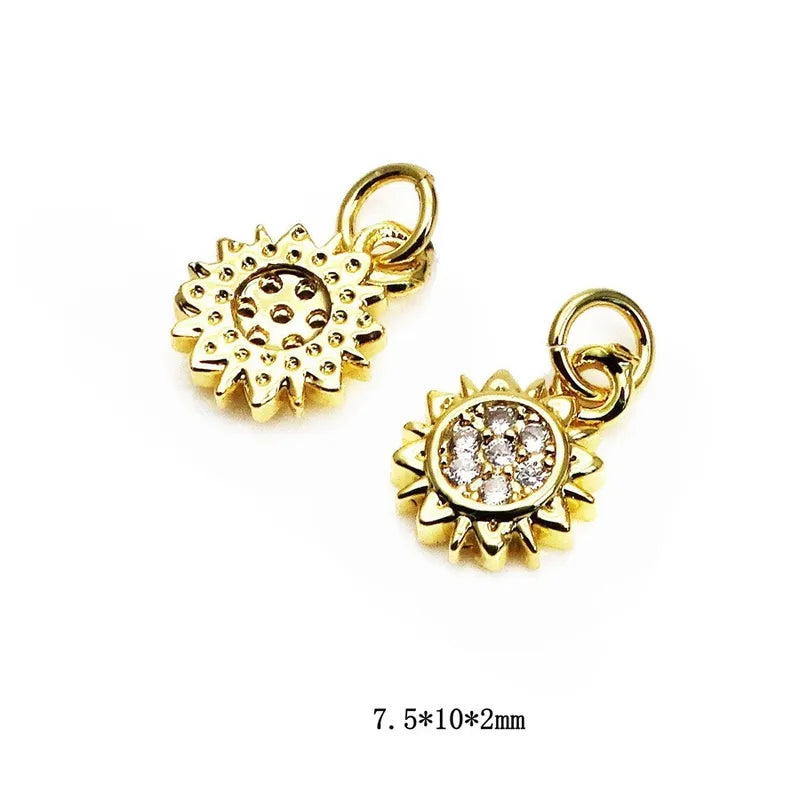 1 Piece 10*11mm 10*13mm 12*10.5mm Copper Zircon Star Heart Shape Flower Jewelry Accessories Pendant