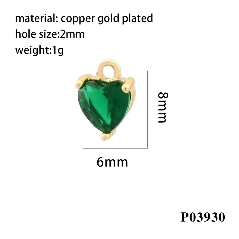 Romantic Minimalist Heart Shape Copper Plating Inlay Zircon 18k Gold Plated Valentine’s Day Charms