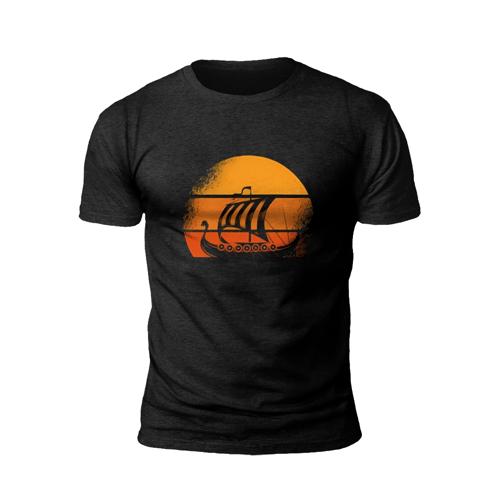 Viking Ship T-Shirt: Sunset Voyage