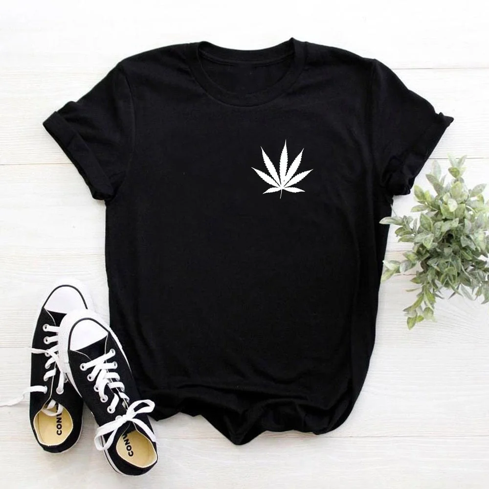 New Weed Plant print T Shirt Leaf Graphic Tee Fashion Women tops Casual Cotton Funny Shirt women's clothing drop shipping