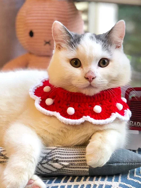 Cat Christmas Decor Xmas Knitted Pet Collar-elleschic