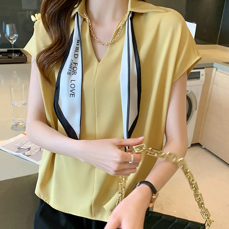Chain Bow Tie Loose Shirt