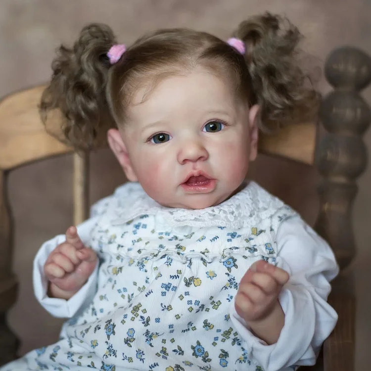 20" Truly Reborn Baby Girl Eorn Open Eyes Toy Doll with Brown Hair with Heartbeat💖 & Sound🔊 Rebornartdoll® RSAW-Rebornartdoll®