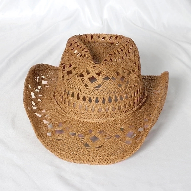 Unisex Minimalist Solid Color Hollow Out Crimping Straw Hat