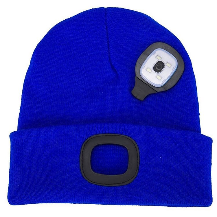 LED Beanie Hat with Light,Knit Lighted Unisex Hands Free 4 LED Headlamp Cap