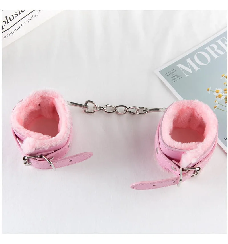 Adult Sex Toys for Woman PU Leather Bracelet Sexy Adjustable SM Handcuffs Fluffy Fluff Restraints BDSM Bondage Slave Sex Tools