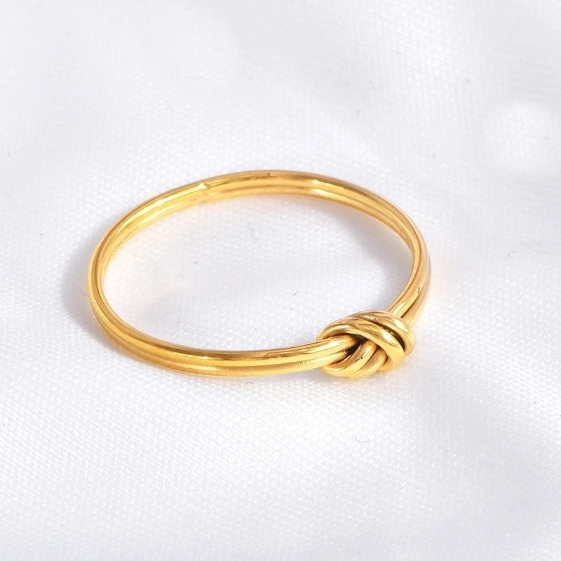 Glam Shiny Solid Color 304 Stainless Steel 18K Gold Plated Plating Rings