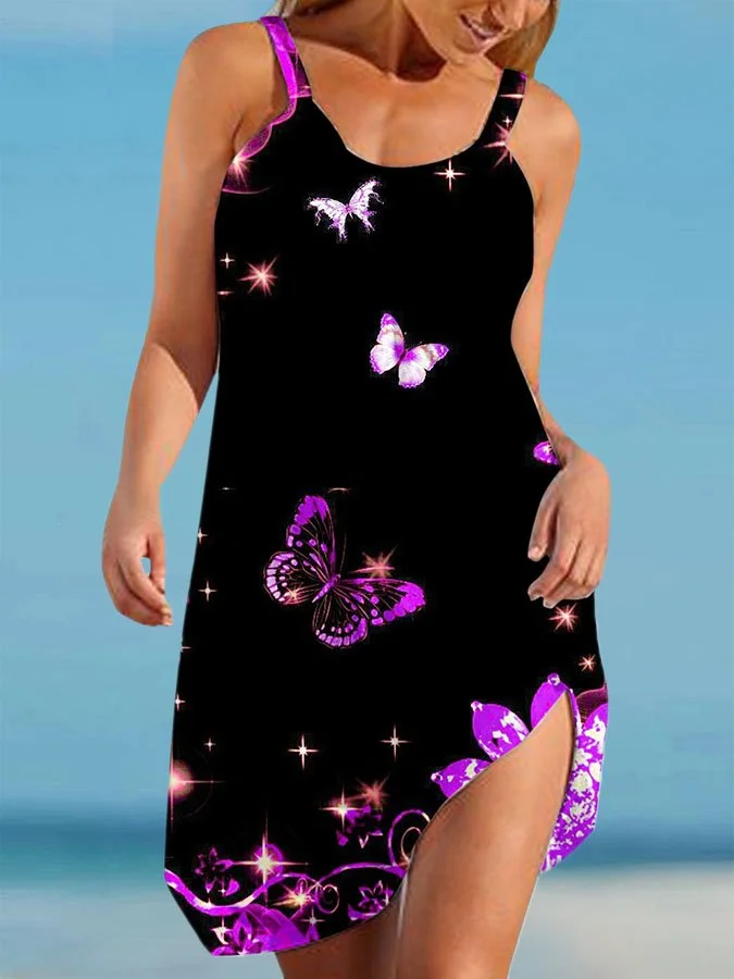 Butterfly Print Sexy Sling Beach Dress