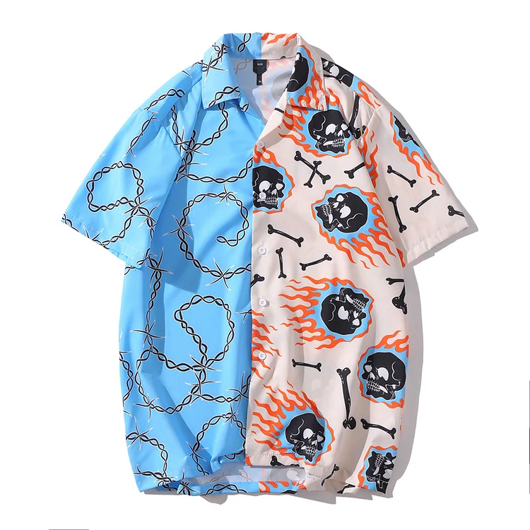 Beach Short Sleeve Printed Shirt Loose Versatile Casual Shirt at Hiphopee