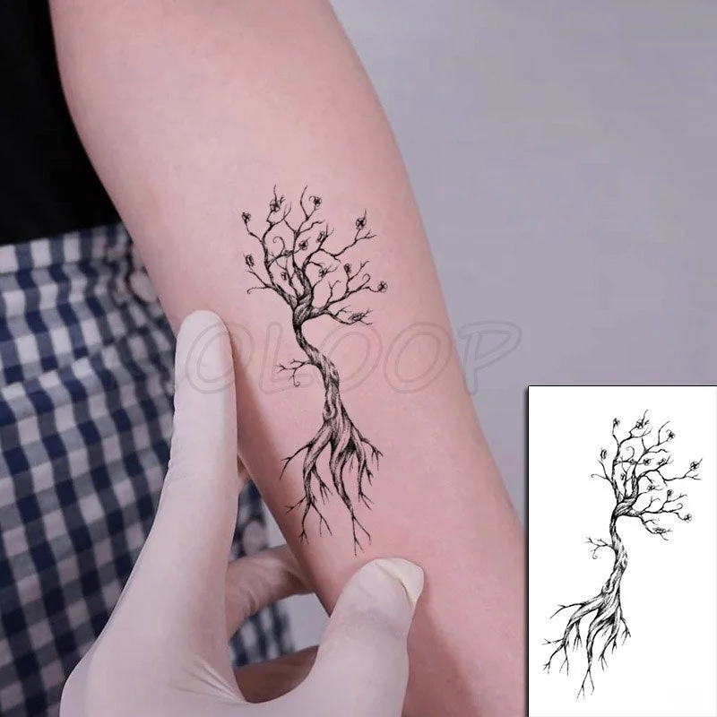 Water Transfer Tattoo Sexy Black Letter Lifeline Tattoo Body Art Waterproof Temporary Fake Flash Tattoo for Man Woman 10.5*6cm