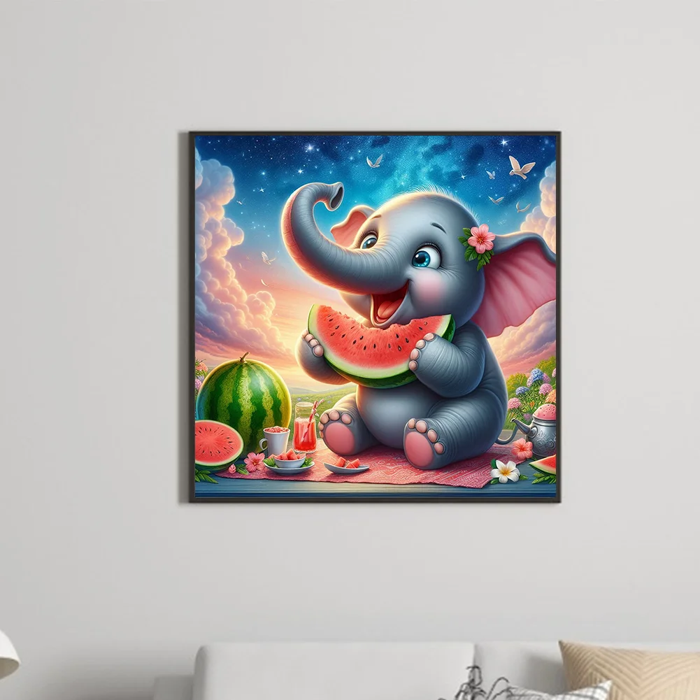 Diamond Painting - Full Square Drill - Cute Elephant(Canvas|35*35cm)