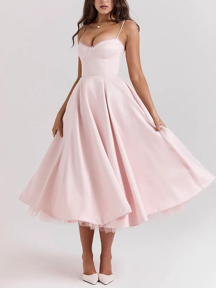 Sexy slim fit waist Midi Dresses