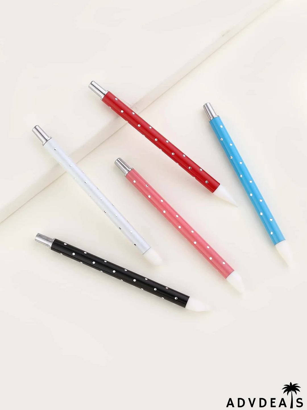 5pcs Rhinestone Decor Handle Nair Art Silicone Pen